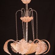 Pink Art Decò Barovier e Toso "Fountain" Pendant Light, Murano Glass, 1940s