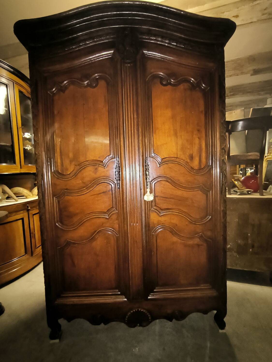 Louis XV period wardrobe in solid walnut