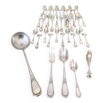 Silver Metal Housewife - Vintage Table Service - Cutlery + Sugar Tongs