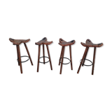 set of 4 bar stool - Rustic - Bois Fer