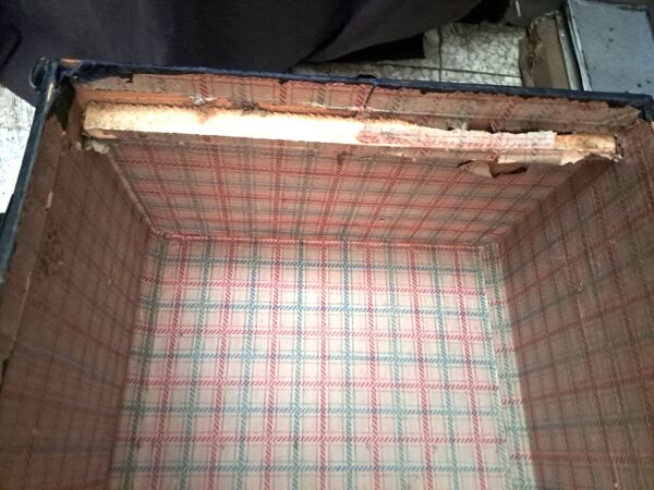 Malle de voyage ancienne vintage en bois datant des années 1880/1920