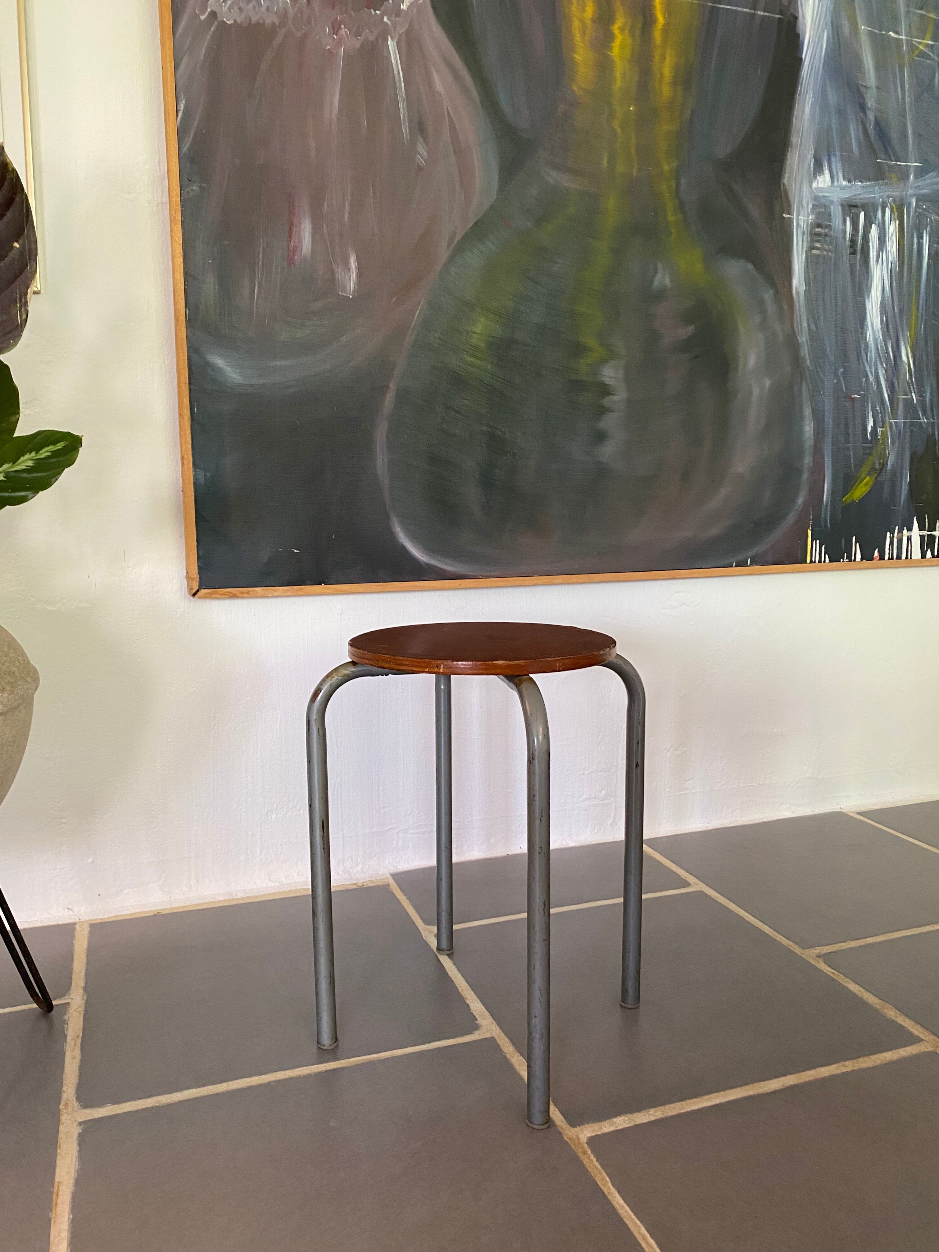 Set of 4 vintage industrial stools 50s
