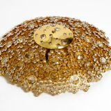 Gorgeous large 1970s Palwa brass ceiling or wall lamp with faceted crystal