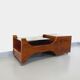 Vintage bar coffee table on rosewood wheels and smoked glass from the 60s