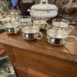 Set of 6 silver-plated metal and glass cups