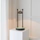 Vintage black metal table lamp with frosted glass disc, Italy, Postmodern Memphis 1980s