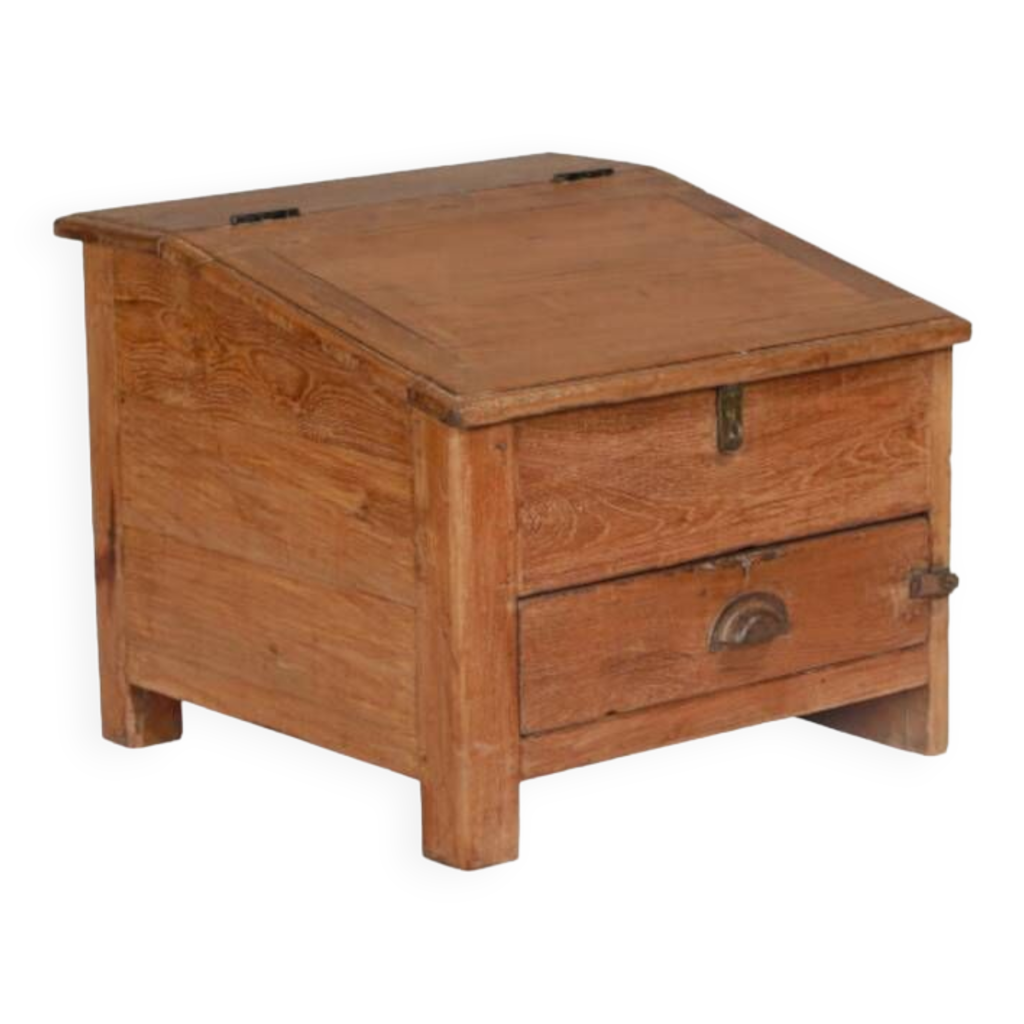 Brown desk table chest and drawer old teak original piece