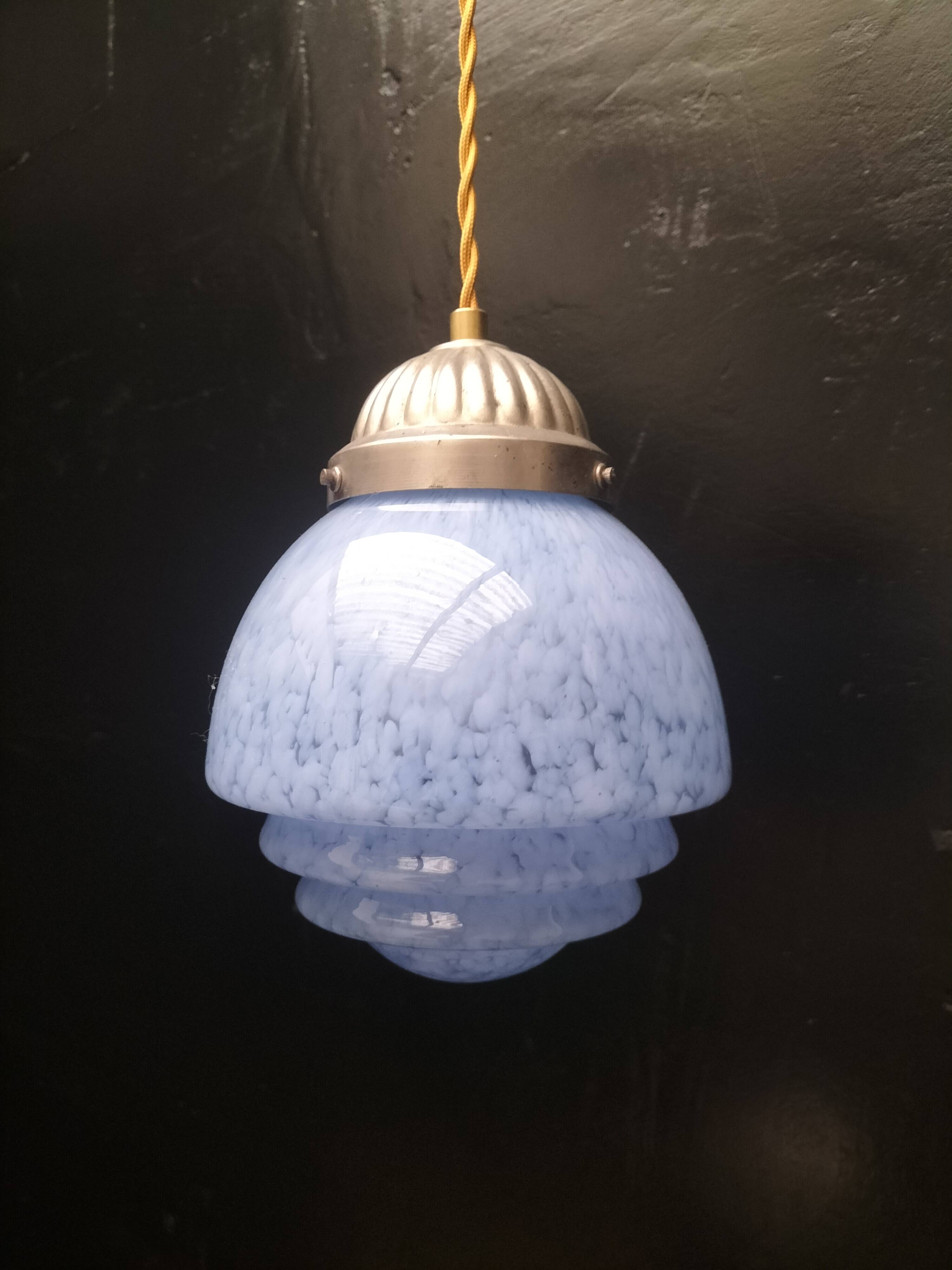 Speckled blue opaline pendant light