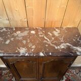 Baseboard cabinet – Louis XIV style – Solid oak and original marble
