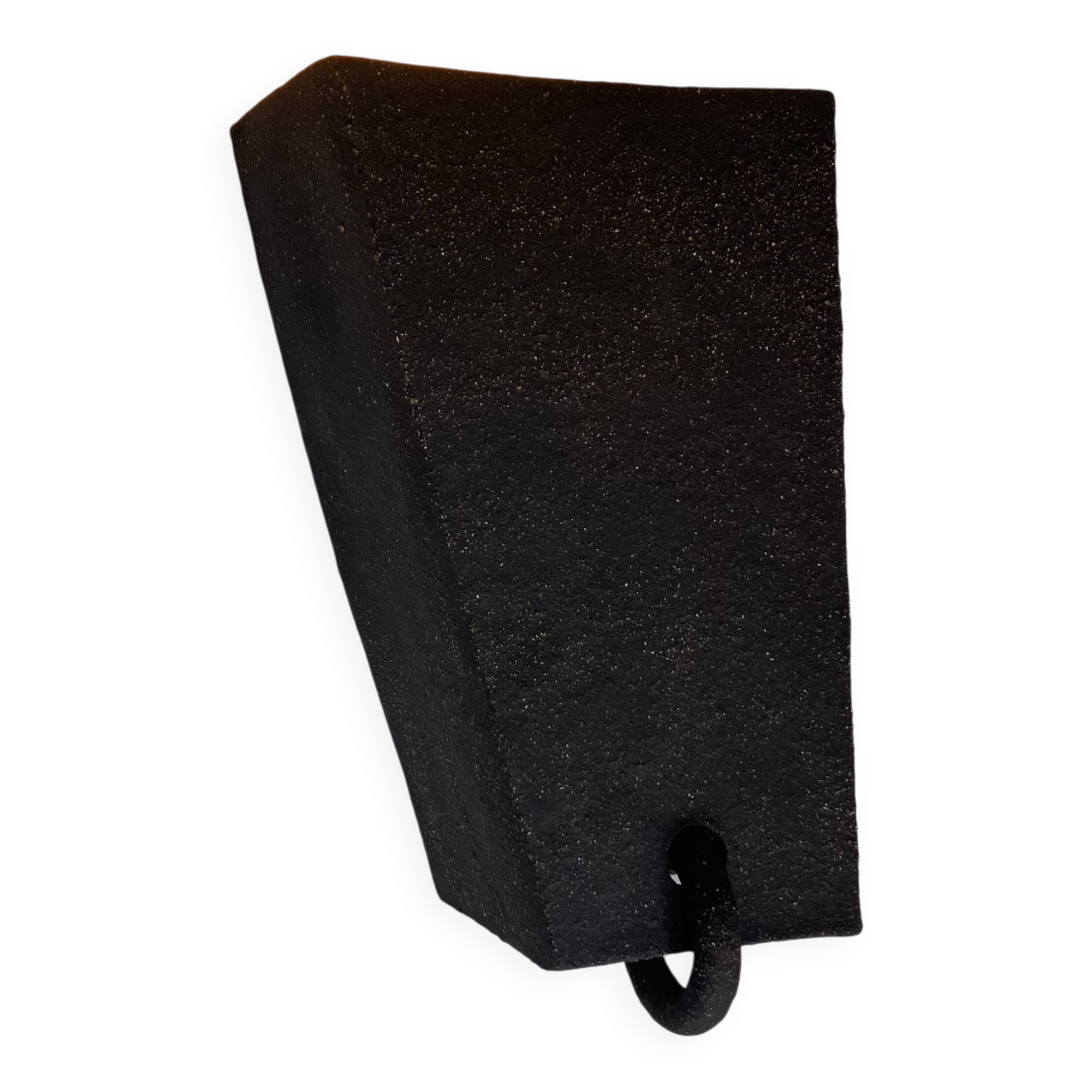 Graphical black stoneware ceramic wall light with handmade ring.