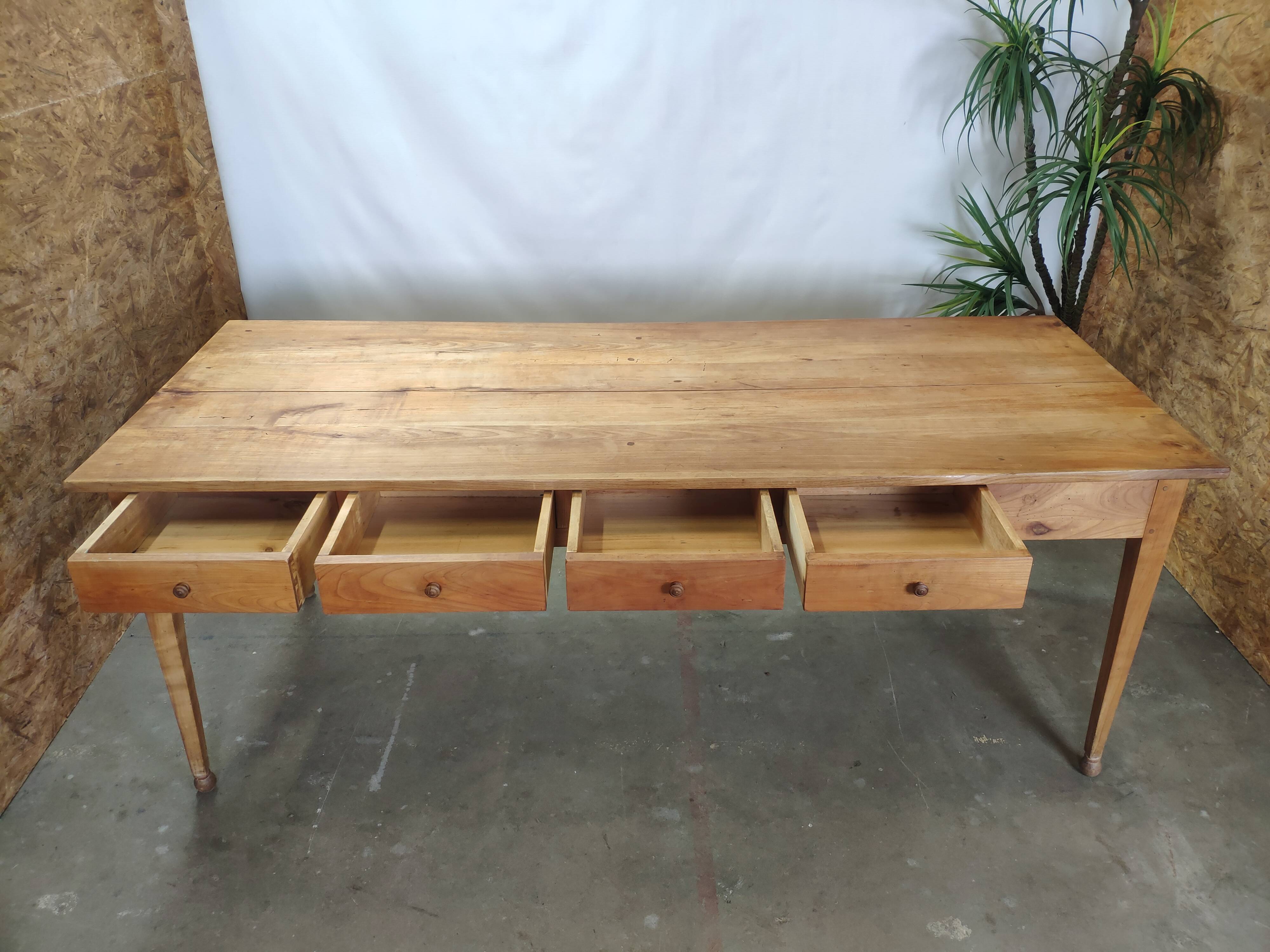 Table de ferme ancienne 9 tiroirs 2m