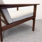 Pair of Scandinavian style armchairs in teak, France circa 1950.