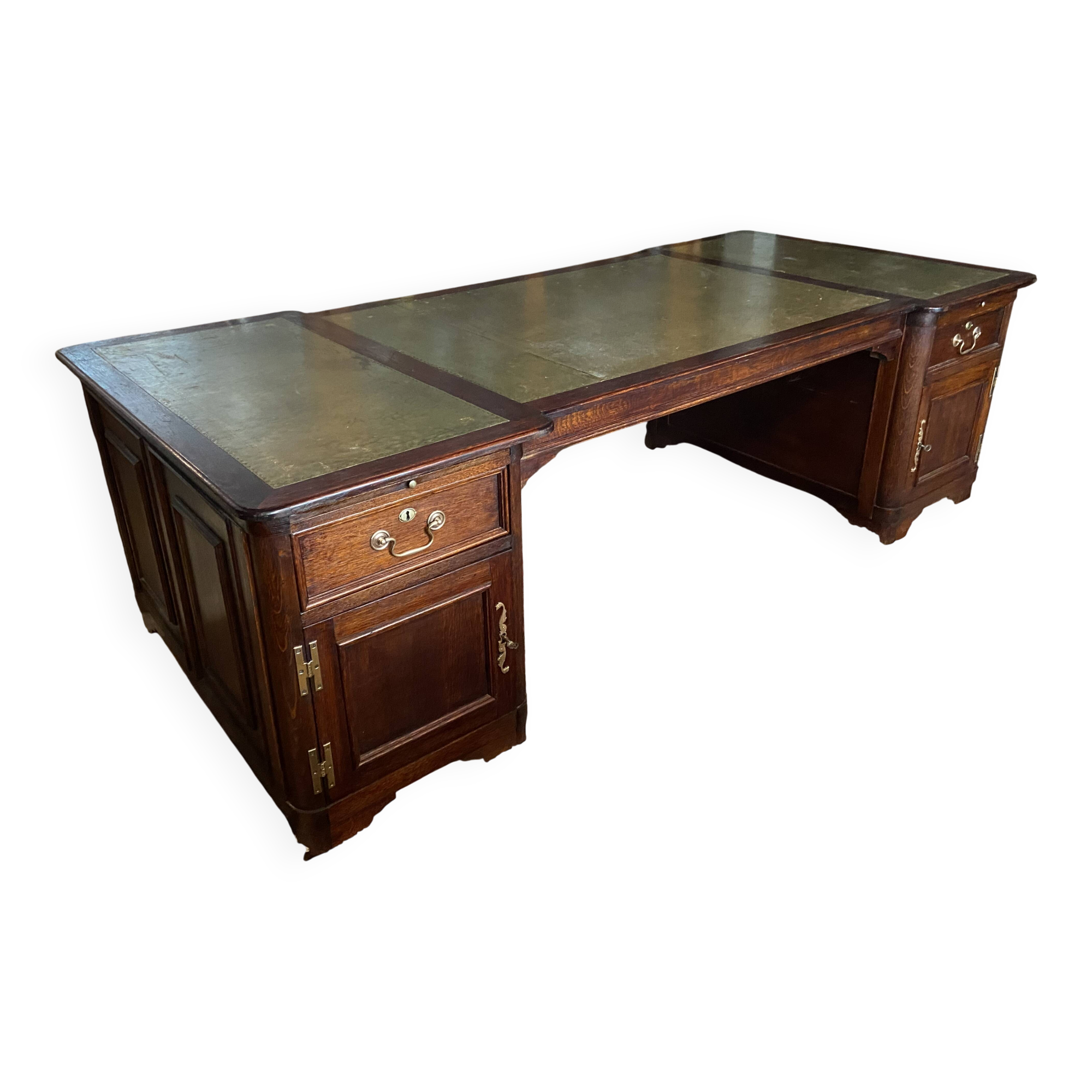Immense oak solid wood staff desk in English style 248 x 114 cm