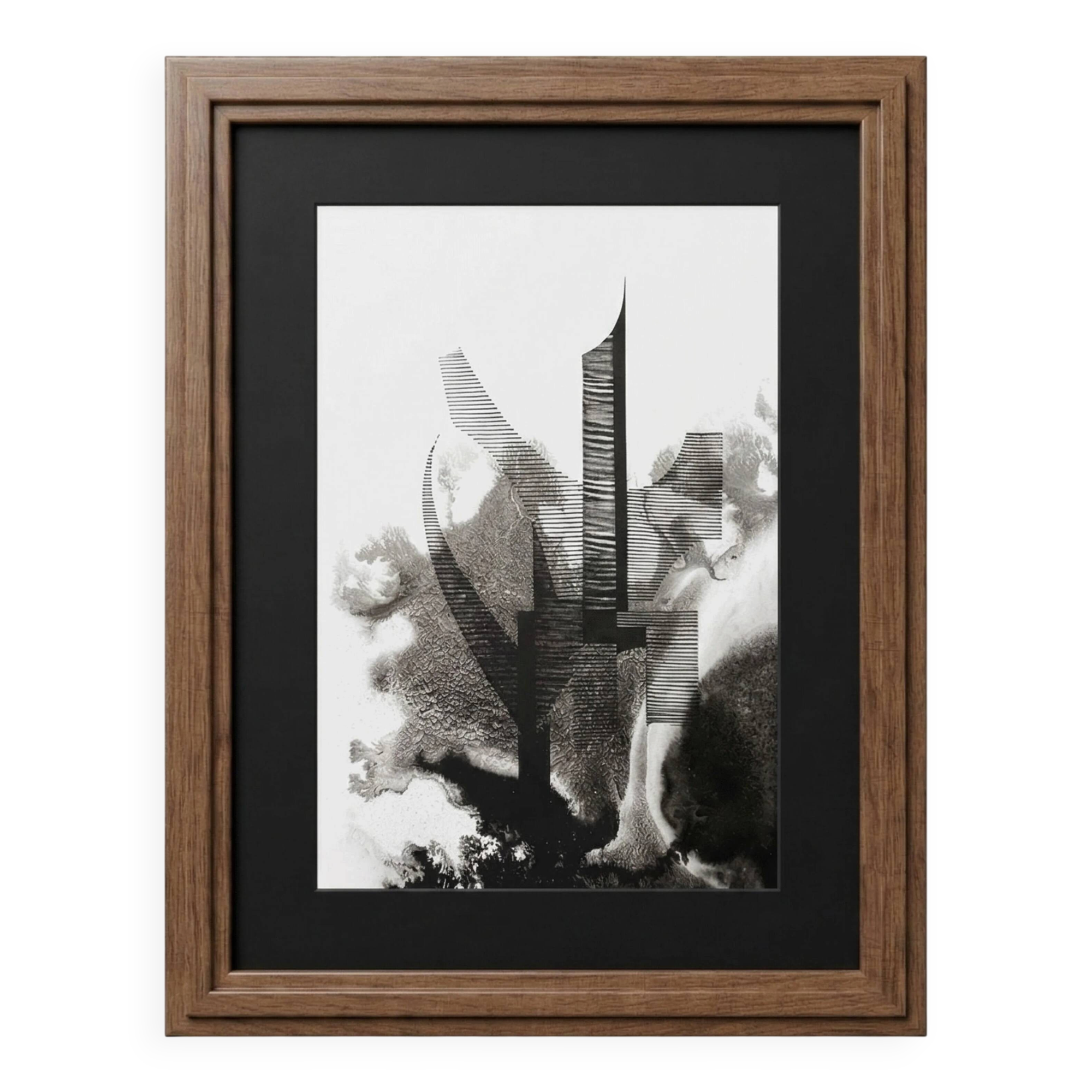 Œuvre originale sur papier signée Eugène Eechaut, 1973 - Encadrée
