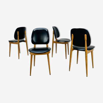 4 chaises Pégases Baumann, noires, années 60