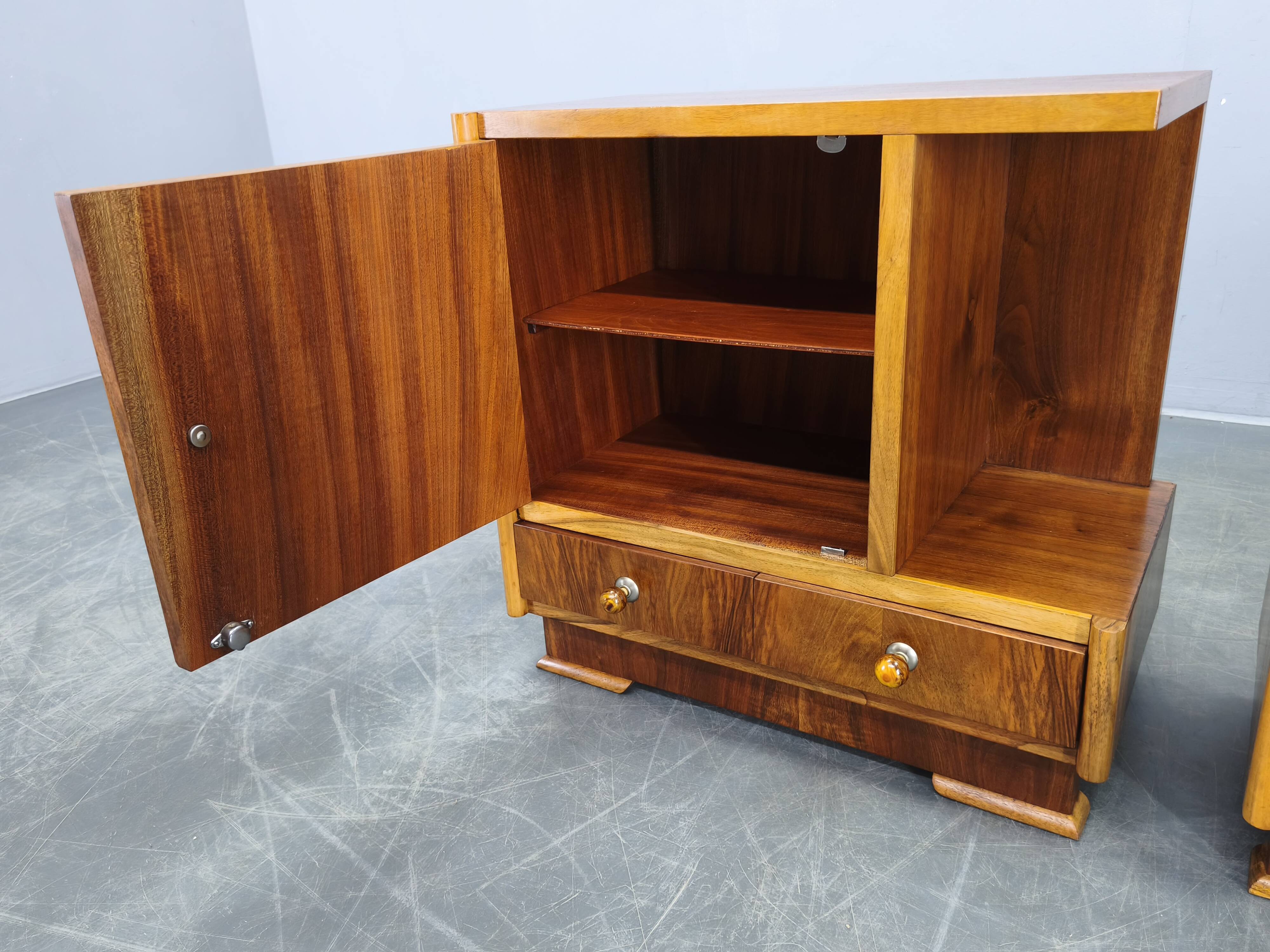 Pair of Italian Mid-Century Walnut Nightstands, 1950s