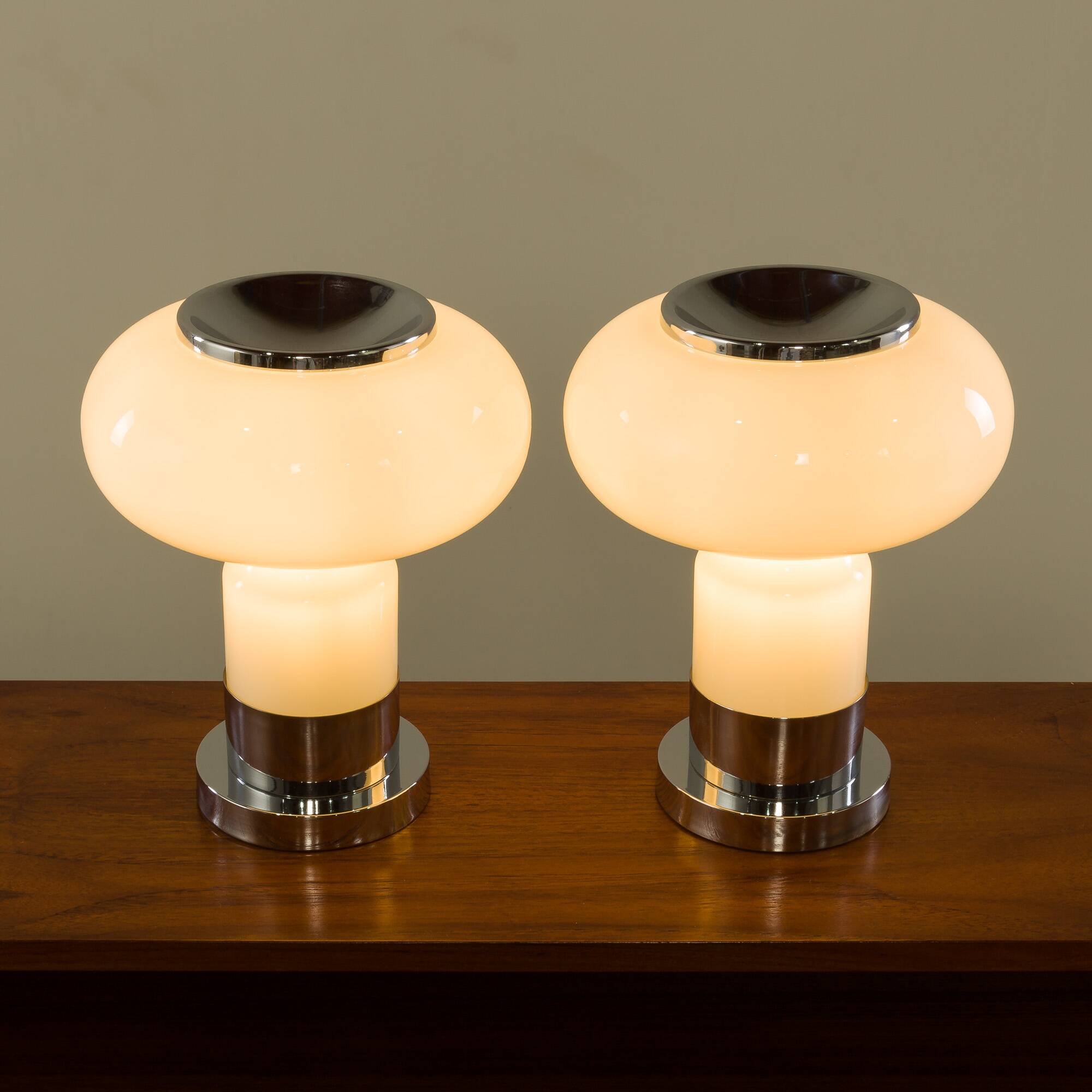 Murano glass Space Age table lamps, set of 2, Italy 1970s