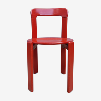 Set of 10 red wooden chairs by Bruno Rey for Kusch&Co