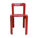 Set of 10 red wooden chairs by Bruno Rey for Kusch&Co
