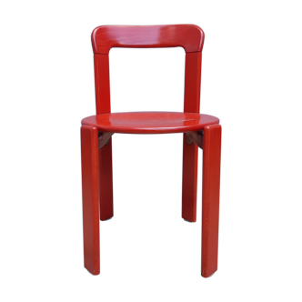 Set of 10 red wooden chairs by Bruno Rey for Kusch&Co