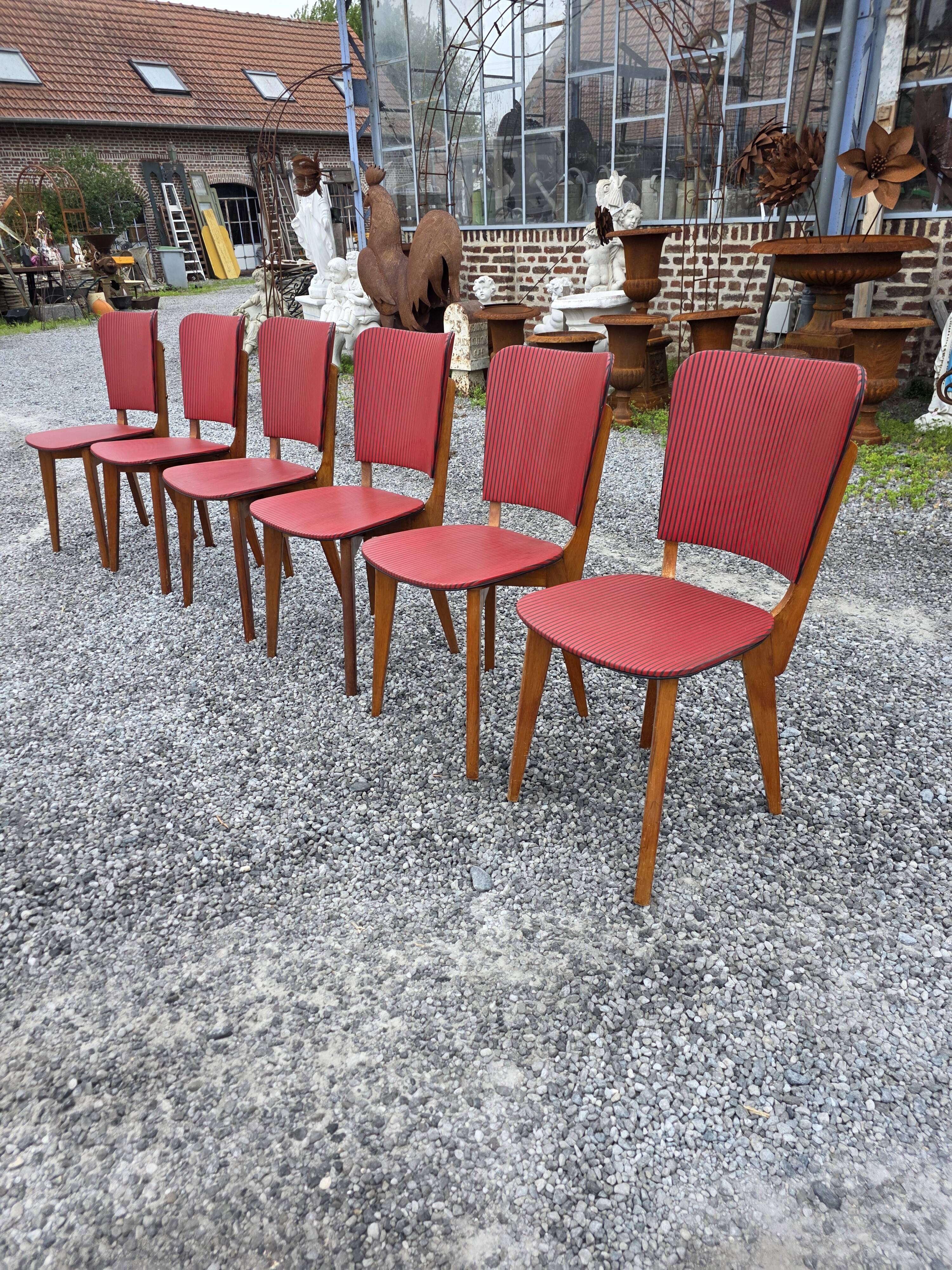 6 vintage oak chairs from the 1960s