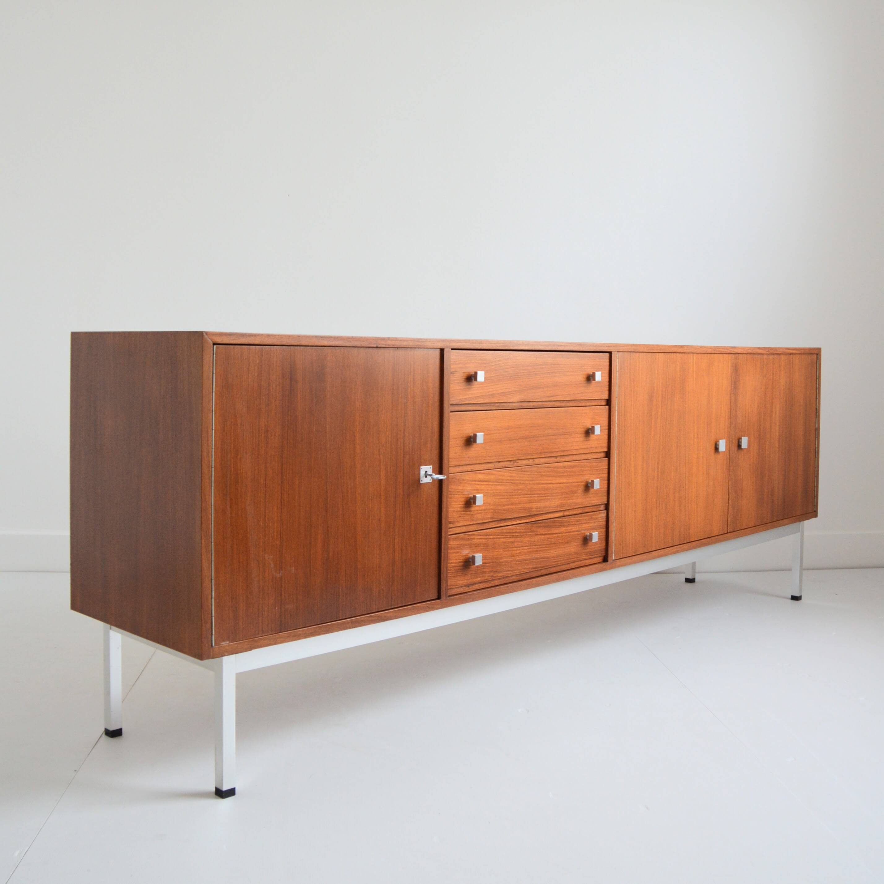 Superb teak and chrome sideboard 1960 vintage Belgium