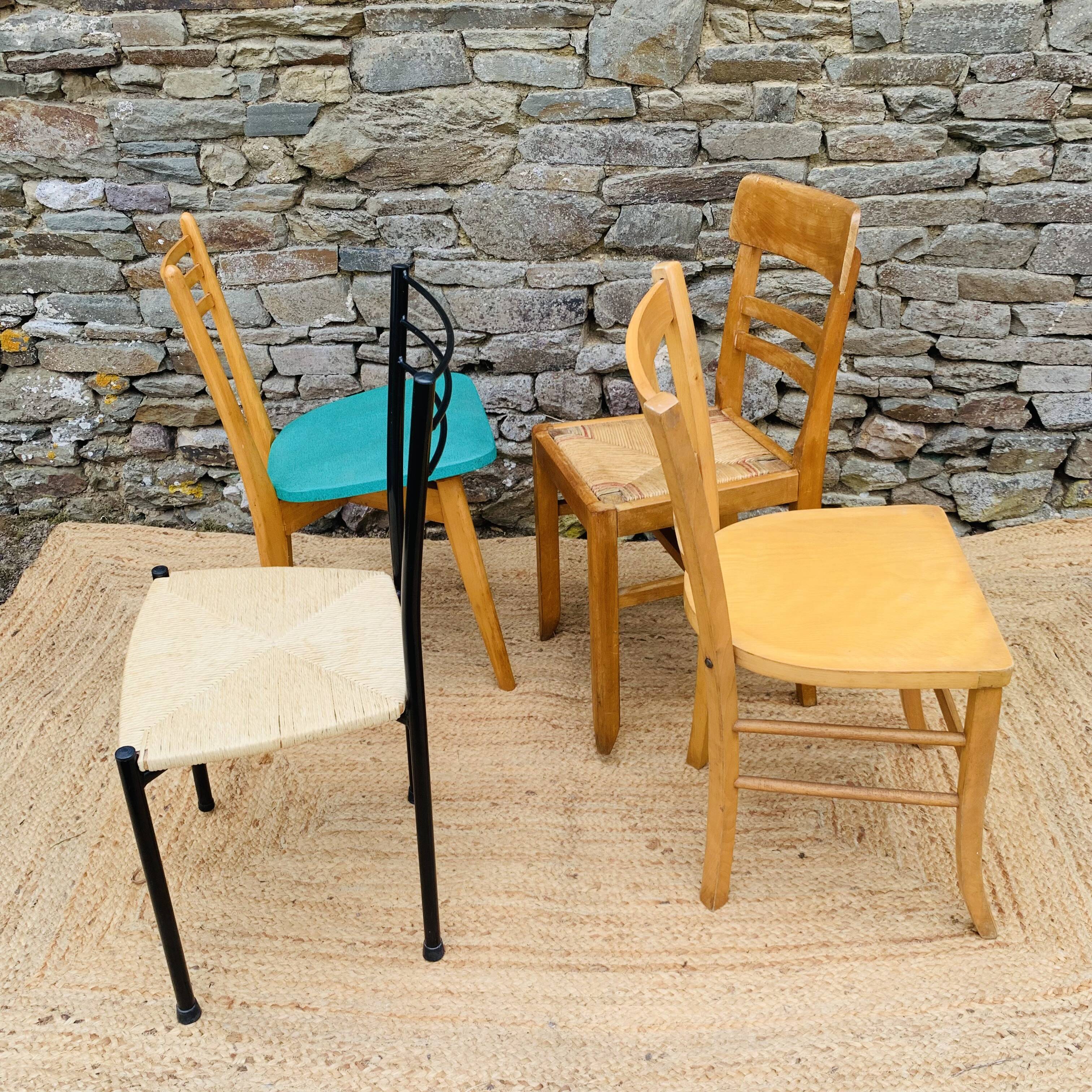 Set of 4 mismatched chairs