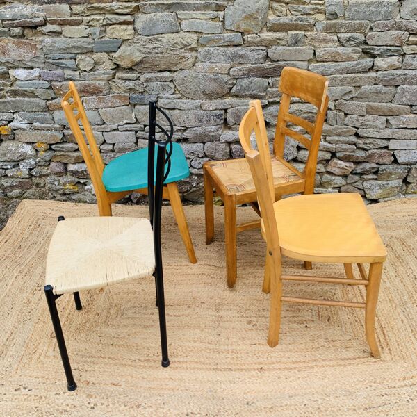Ensemble de 4 chaises dépareillées