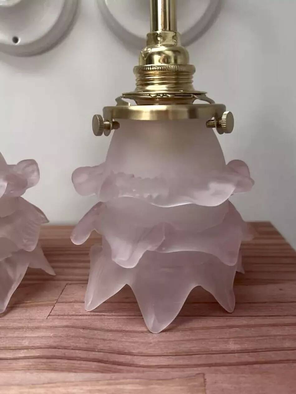 Pair of pink Art Deco wall sconces