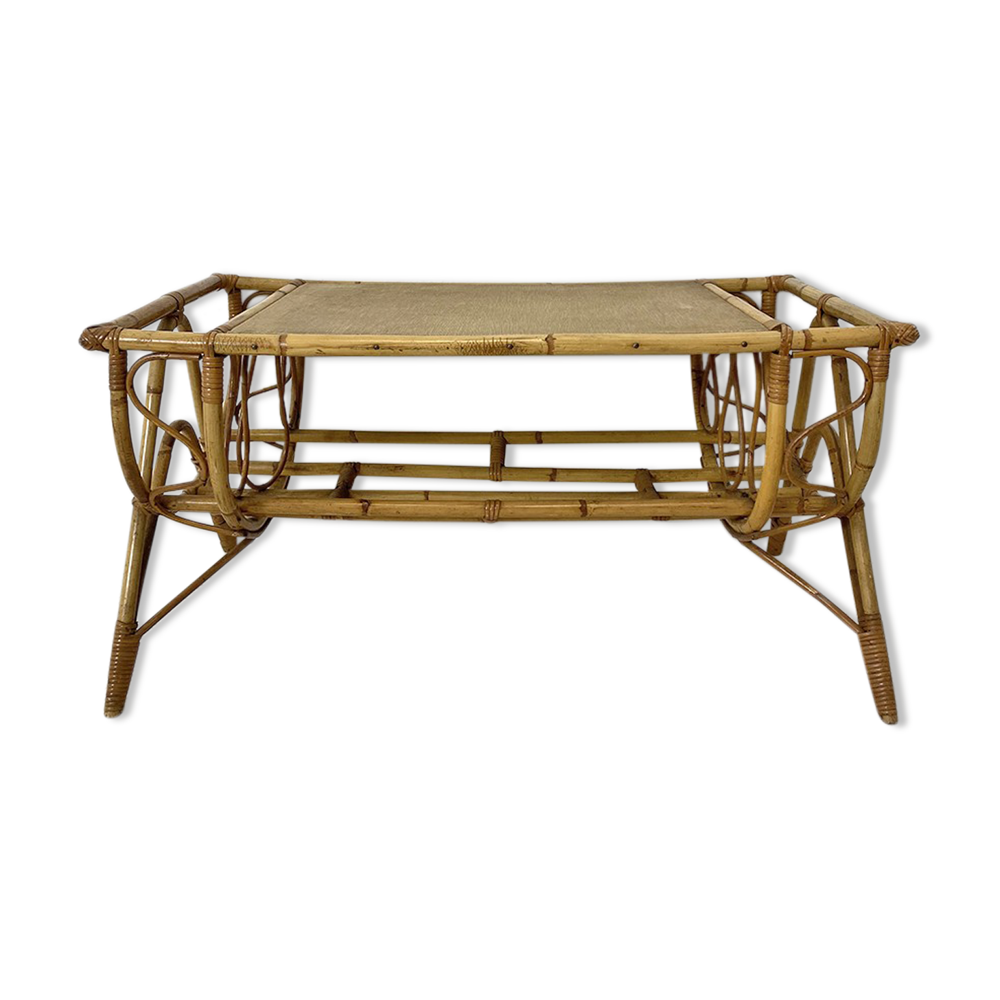 Vintage rattan coffee table 60's