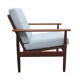 Fauteuil en teck des années 1960 nouveaux coussins en gris-bleu