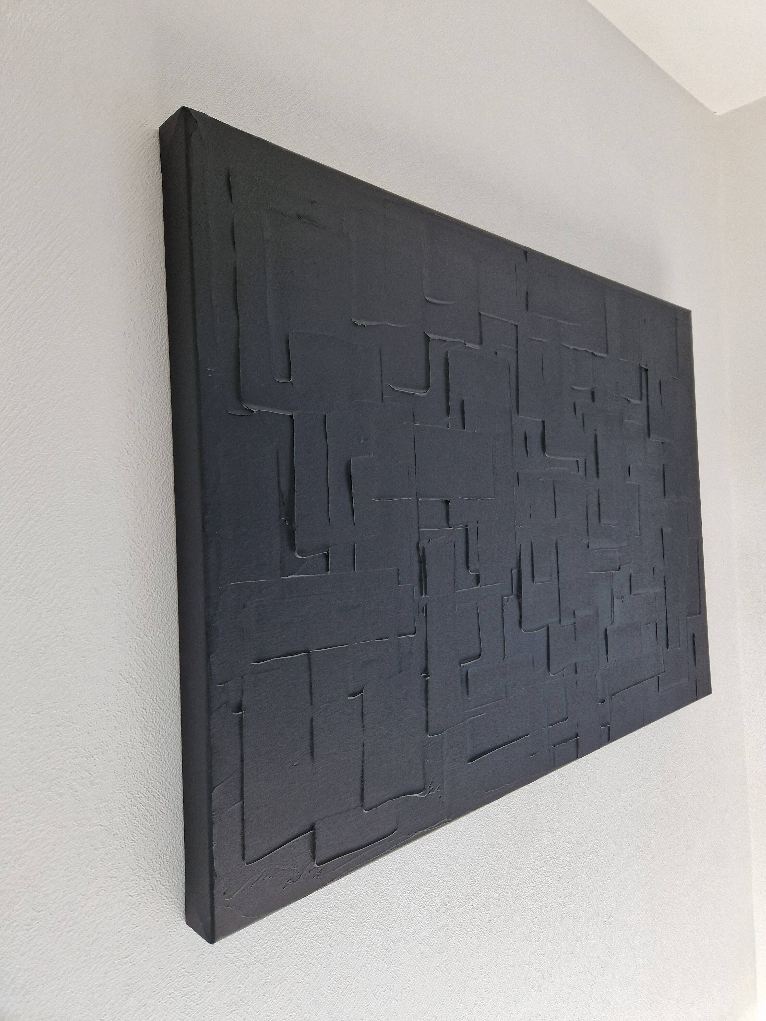 Black minimalist monochrome abstract painting painting