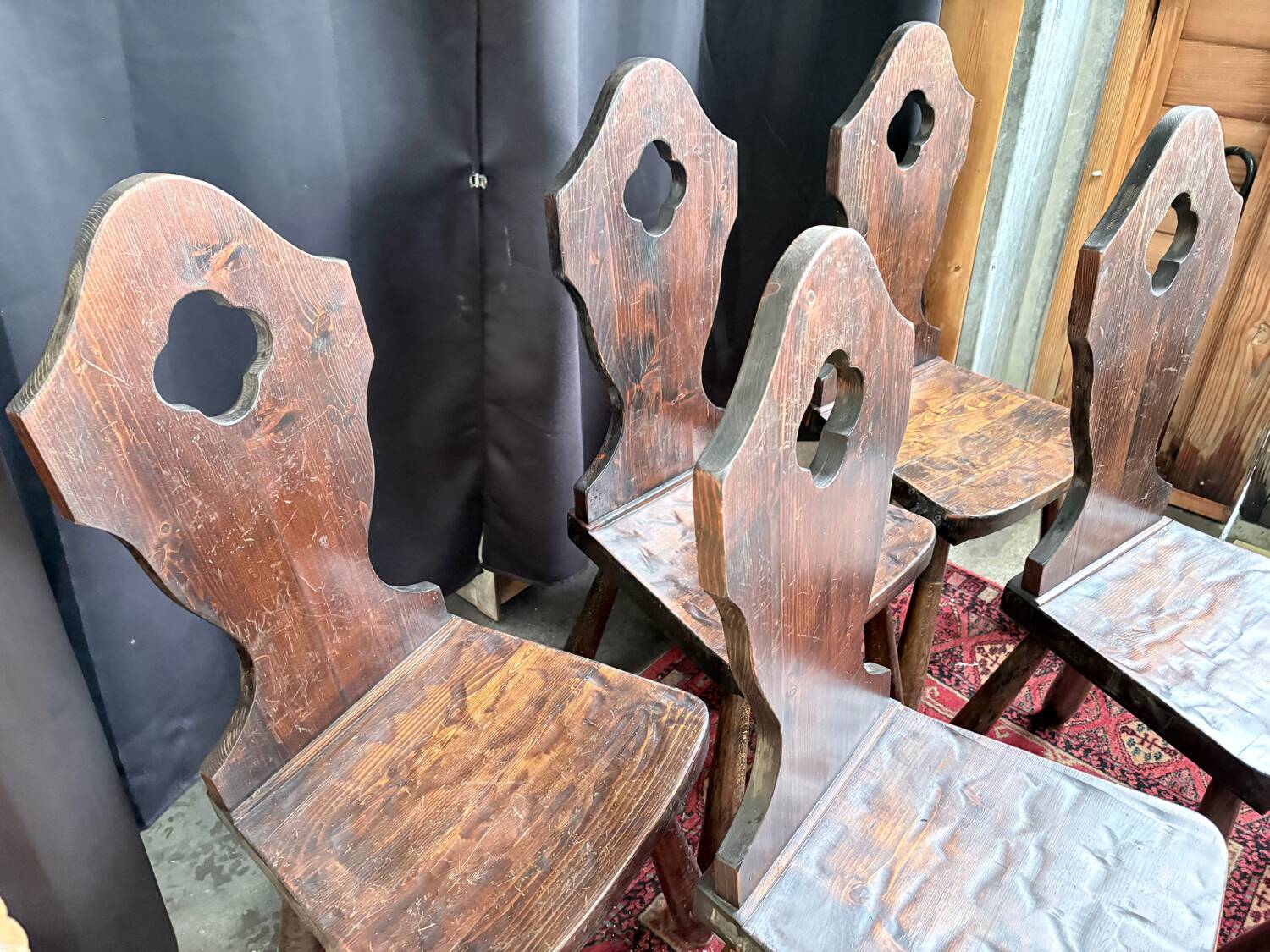 Set of 6 brutalist mountain chairs – chalet style – 1950s/60s