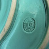 Empty cup pocket stylized leaf green ceramic enamelled verceram 1930 to 1940
