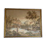 Tapestry wall hanging framed antique scene at the edge of the water