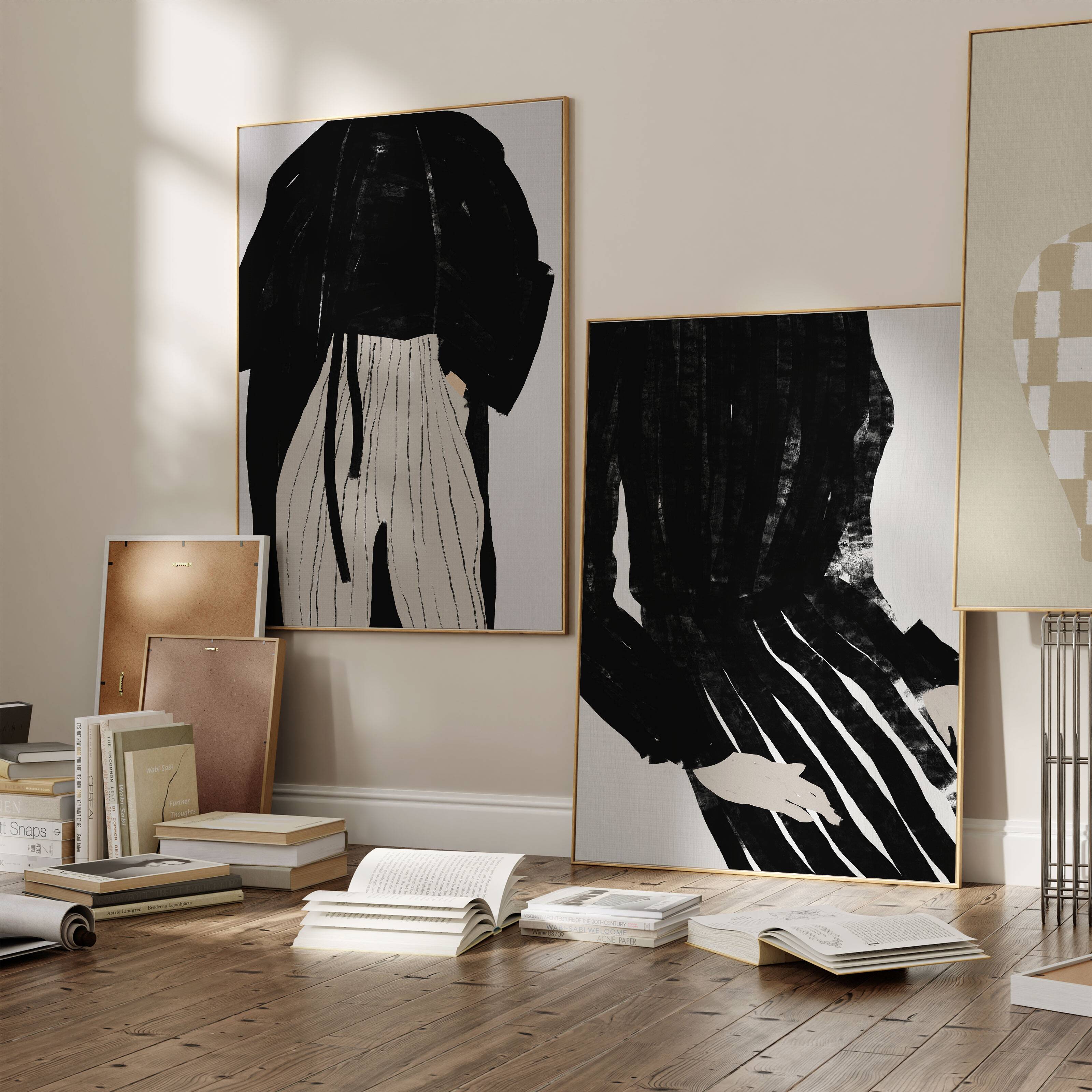 Pair of prints, female drawing set of two, 50x70cm