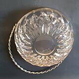 Cut crystal bowl, silver-plated metal mount, Val Saint Lambert