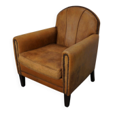 Vintage Dutch cognac coloured leather club chair