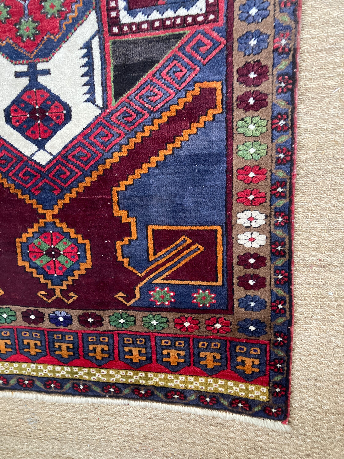 Antique carpet in caucasian wool - anatomy - turkish - kazak - large - geometric patterns / persian