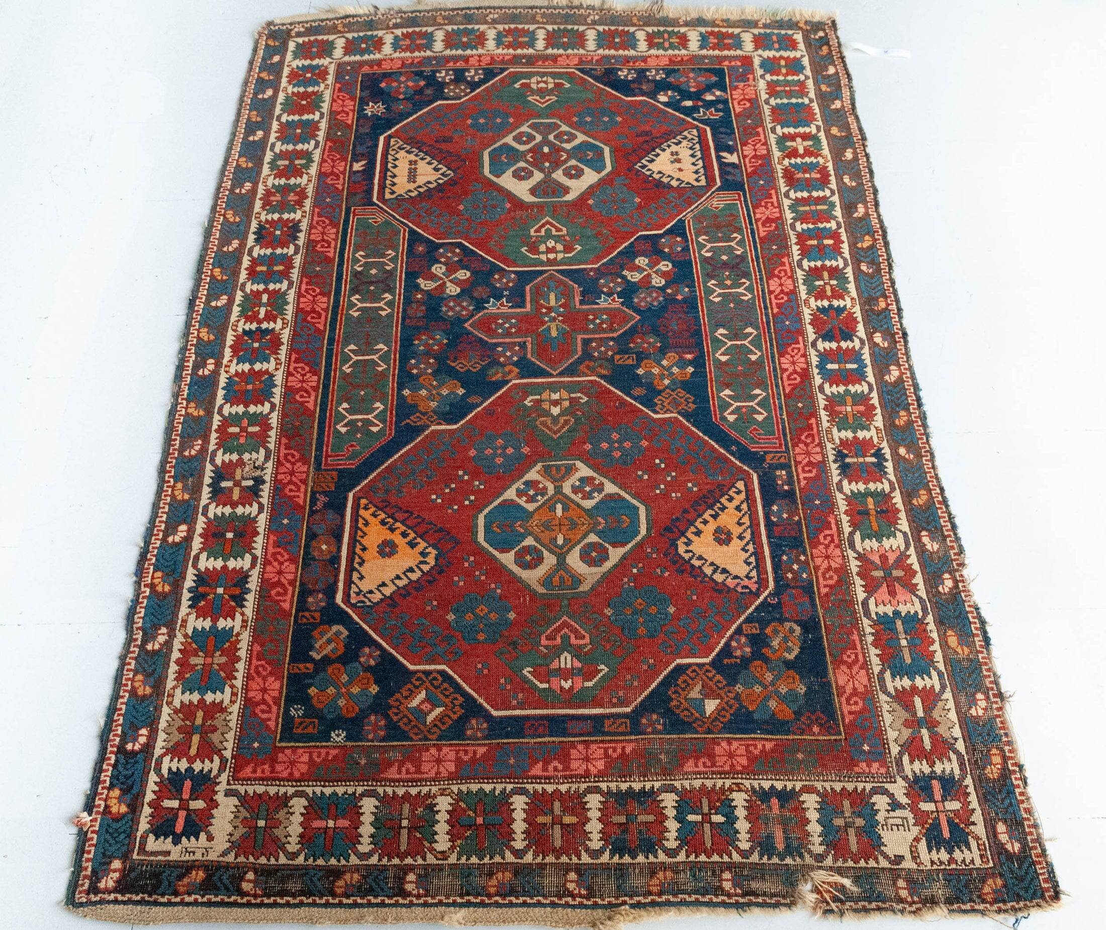 Antique Caucasian Tribal Rug - Handwoven