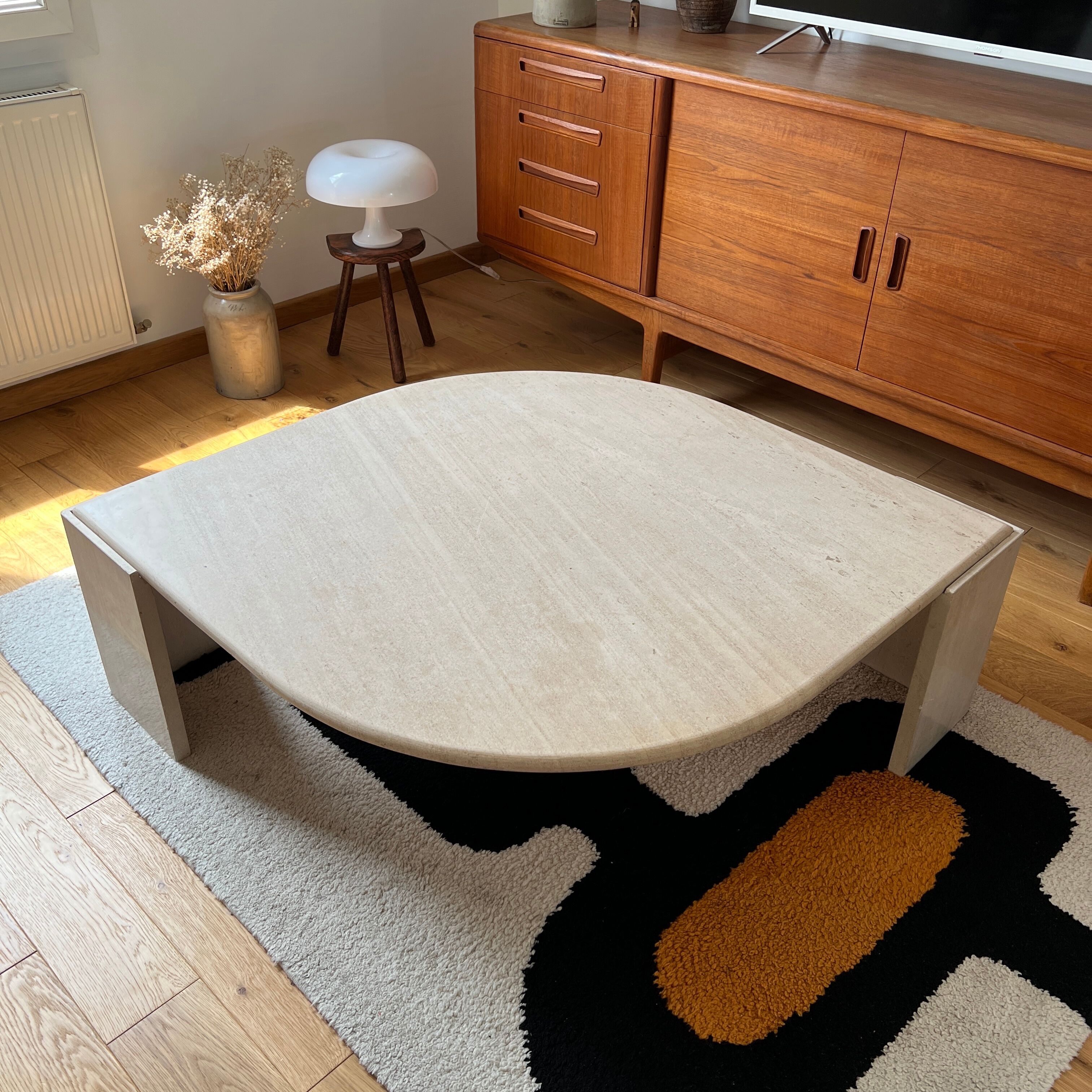 Travertine coffee table