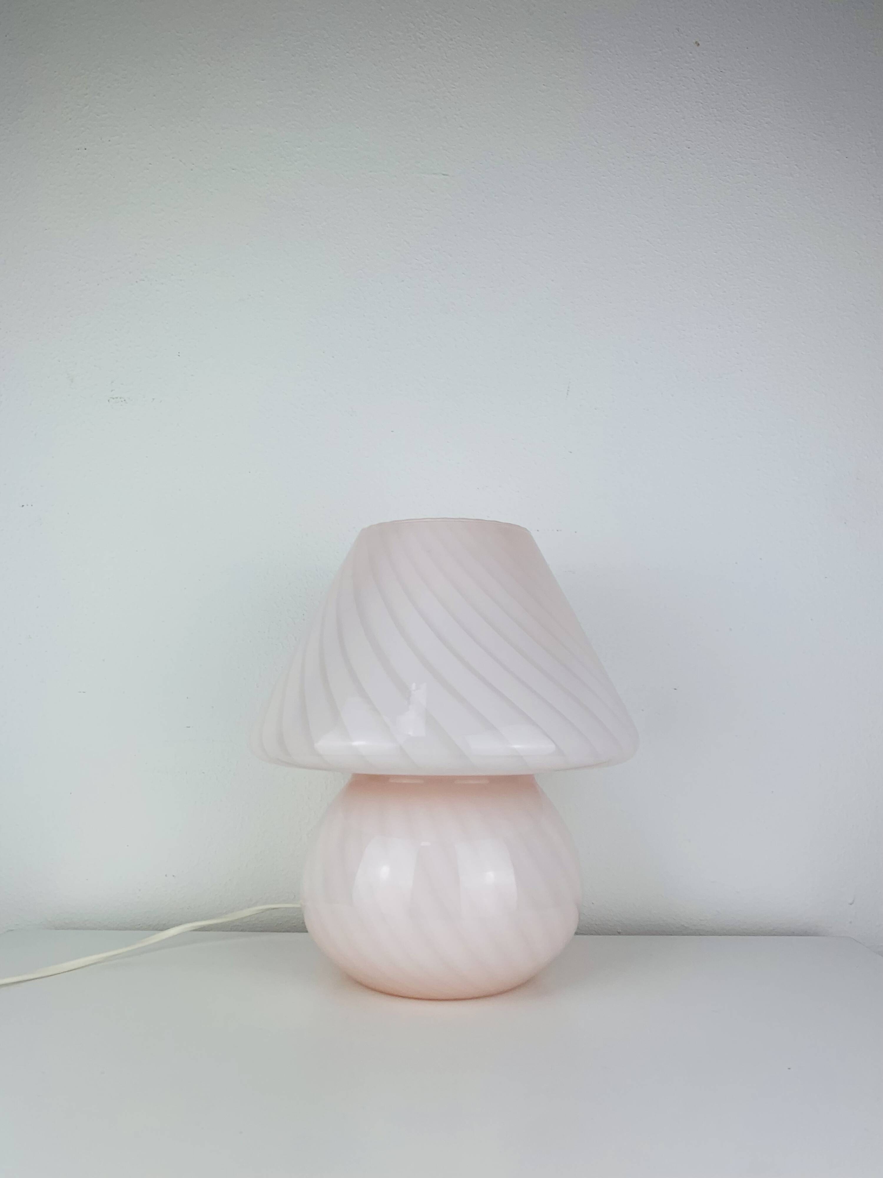 Pink mushroom lamp, Murano glass, vintage