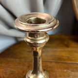 Pair of brass and stone candlesticks