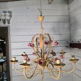 Wrought iron chandelier in Florentine style from the 1970s.