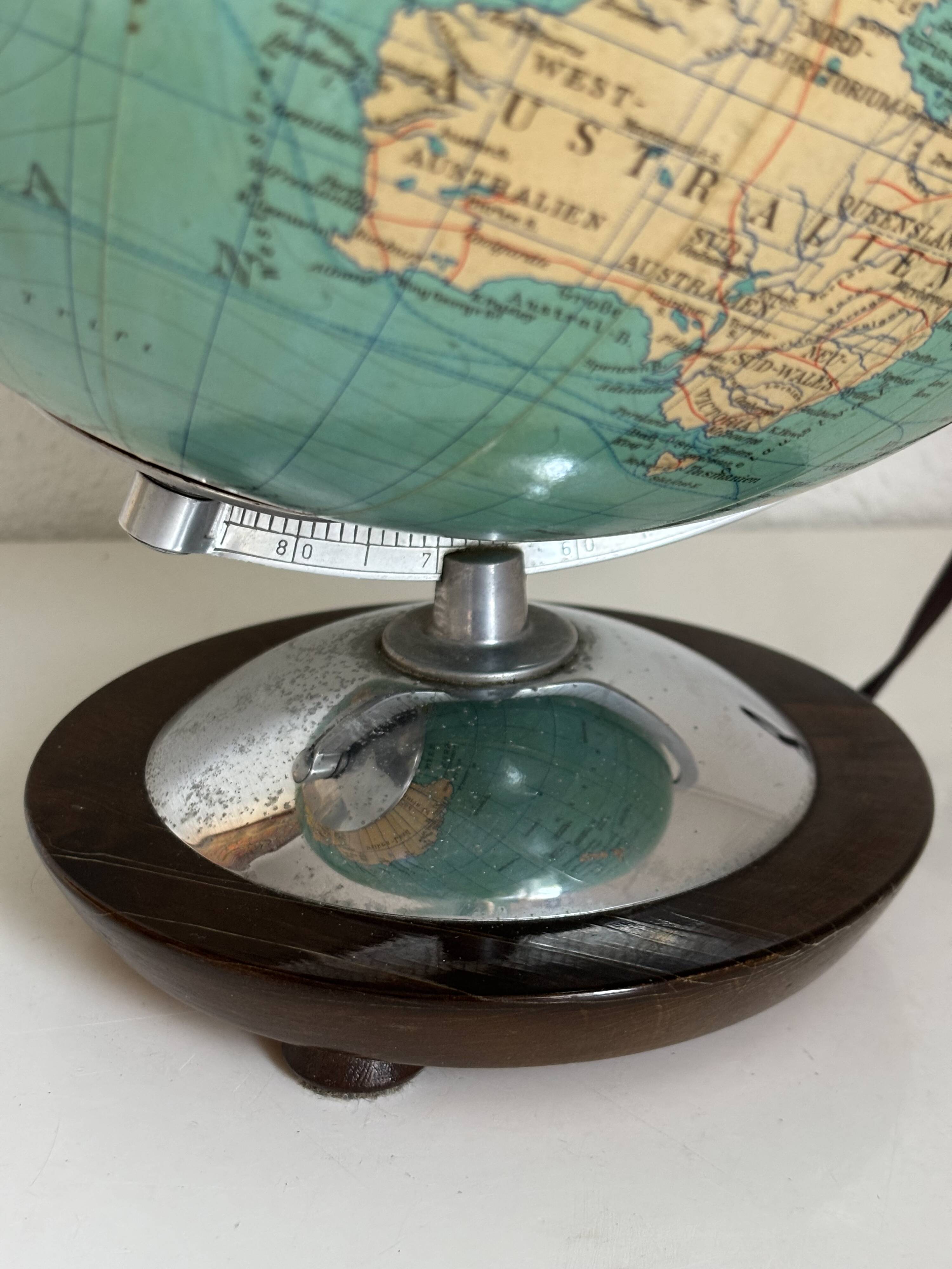 Vintage terrestrial globe 1965 German glass Columbus duo - 34 cm