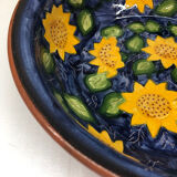 Portuguese ceramic dish decorated with sunflowers