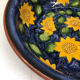 Portuguese ceramic dish decorated with sunflowers
