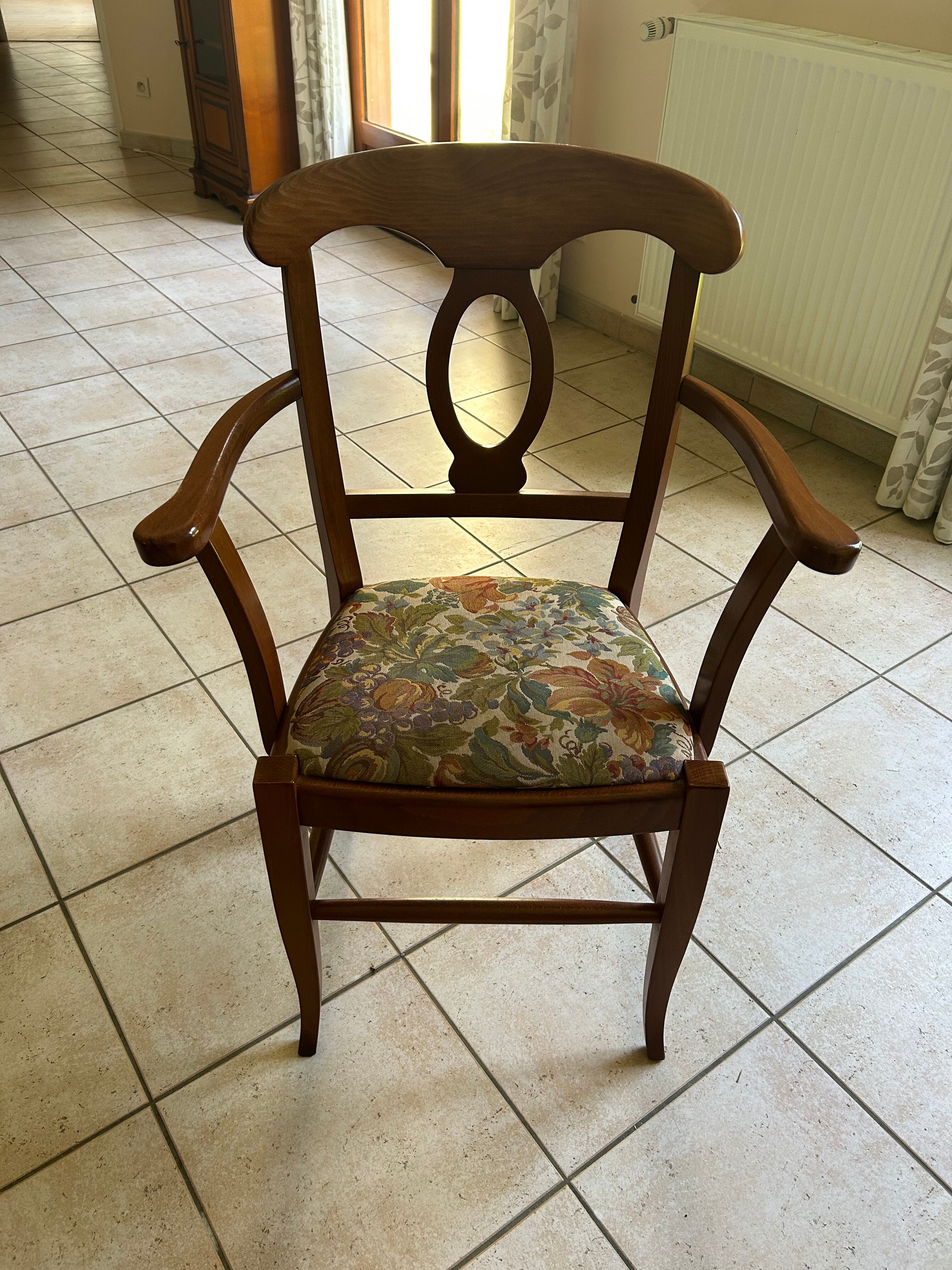 Pair of bridge armchairs in solid cherry wood