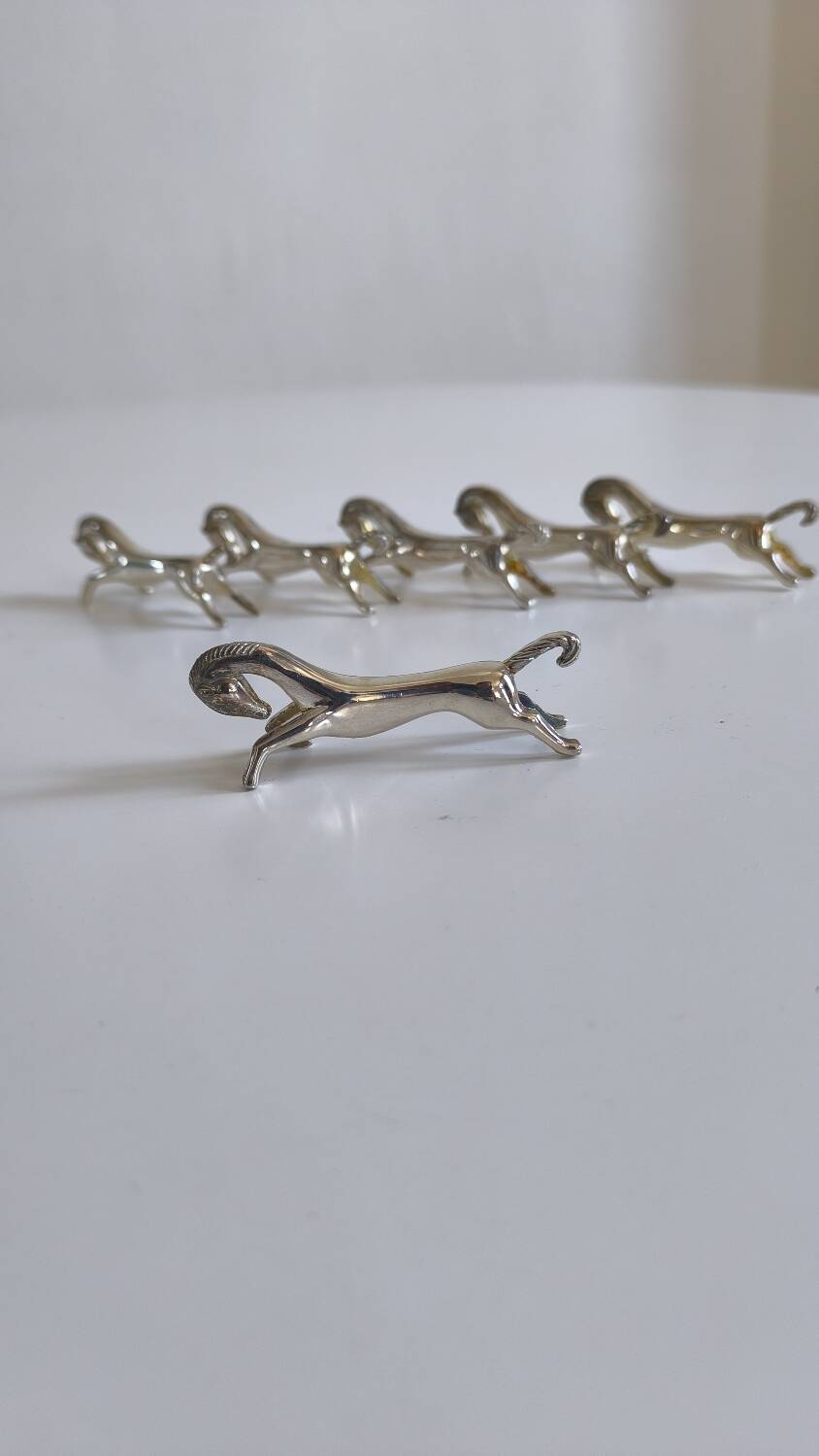 Set of 6 silver metal knife rests