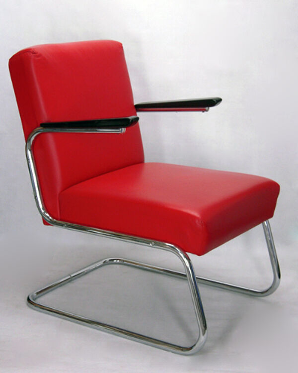 paire De fauteuils Moderniste S M 6, Maison Drabert, En cuir, Bauhaus 1930